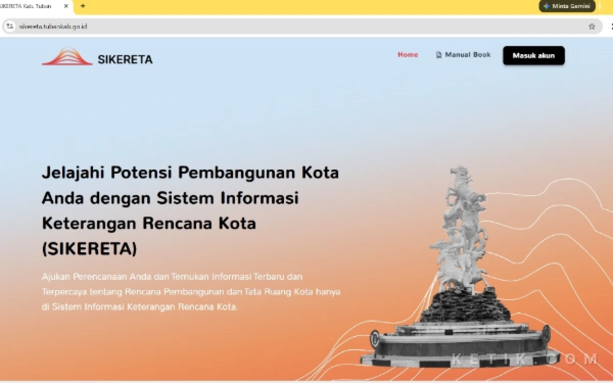Foto Tampilan laman web Inovasi Digital Si Kereta Dinas PUPRPRKP Tuban, Kamis 17 September 2026 (Foto: Ahmad Istihar/Ketik.com)