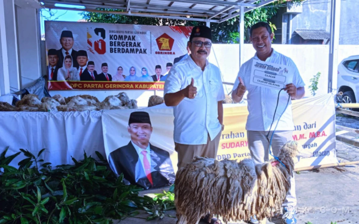 Thumbnail Berita - Gerindra Cilacap Salurkan 25 Kambing Kurban dari Ketua DPD Jateng, Sudaryono