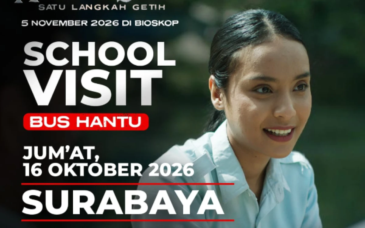 Thumbnail Berita - Film 'Rambut Sewu: Satu Langkah Getih' School Visit di Surabaya, Hadirkan Bus Berhantu