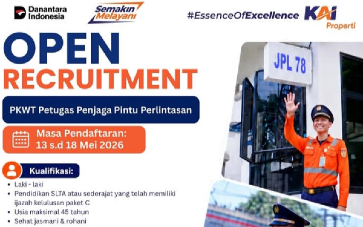 Thumbnail Berita - KAI Properti Buka Rekrutmen Penjaga Perlintasan Kereta, Lulusan SMA Bisa Daftar
