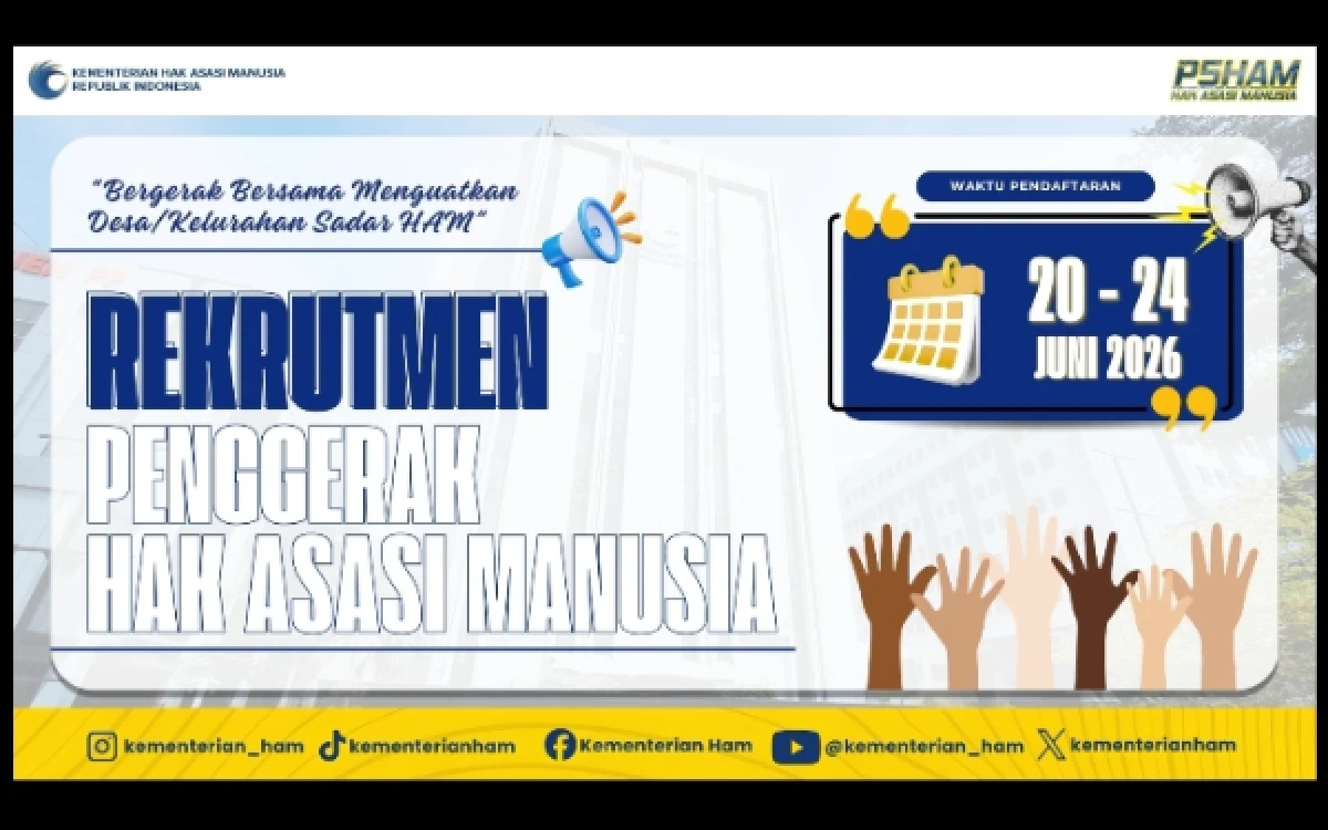 Thumbnail Berita - Kementerian HAM Buka Rekrutmen Penggerak HAM 2026, Pendaftaran Dimulai 20 Juni