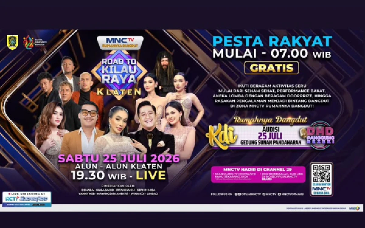 Thumbnail Berita - MNCTV Hadirkan Road to Kilau Raya di Klaten, Gilga Sahid, Denada, dan Irfan Hakim Siap Menghibur Ribuan Warga