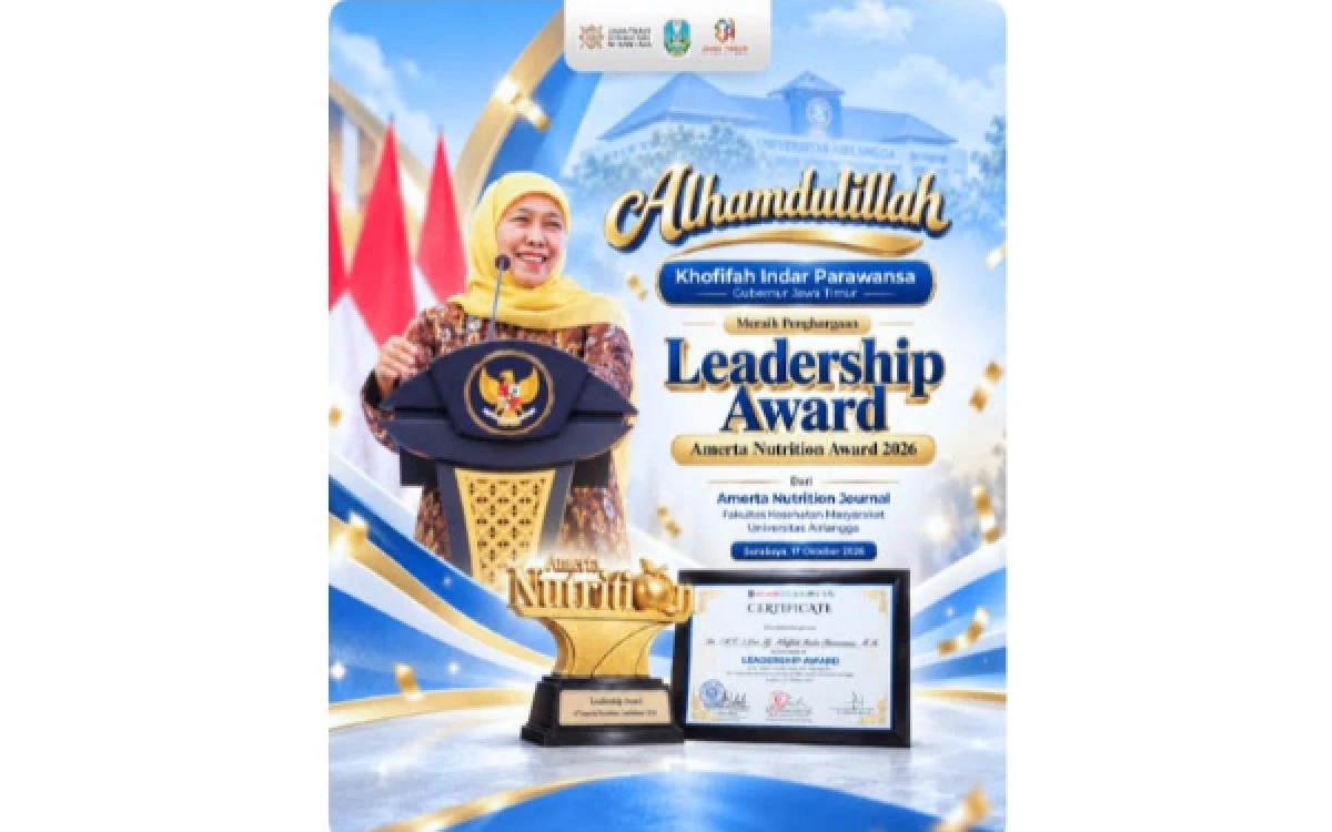 Thumbnail Berita - Gubernur Khofifah Raih Leadership Award Amerta Nutrition 2026 Berkat Pembangunan Gizi Jatim