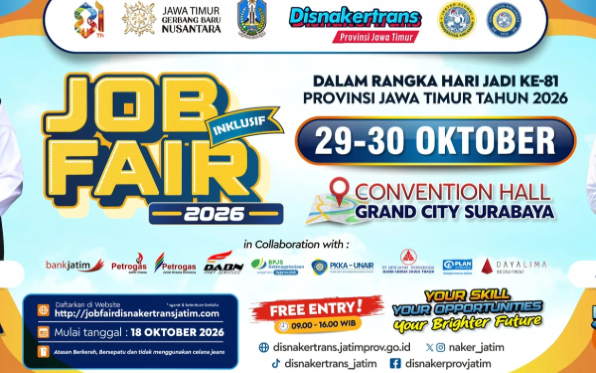 Thumbnail Berita - Job Fair Inklusif 2026 di Surabaya Buka 3.000 Lowongan Kerja, Cek Jadwal dan Cara Daftarnya