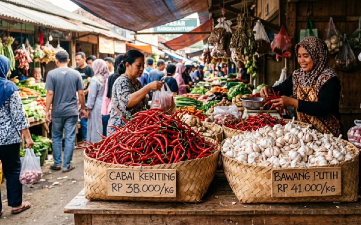 Thumbnail Berita - Harga 8 Komoditas Pertanian di Pasar Rangkasbitung Stabil, Cabai Keriting dan Bawang Putih Naik
