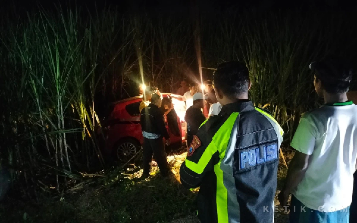 Thumbnail Berita - Mobil Masuk Kebun Tebu di Kesamben Blitar, Empat Penumpang Terluka