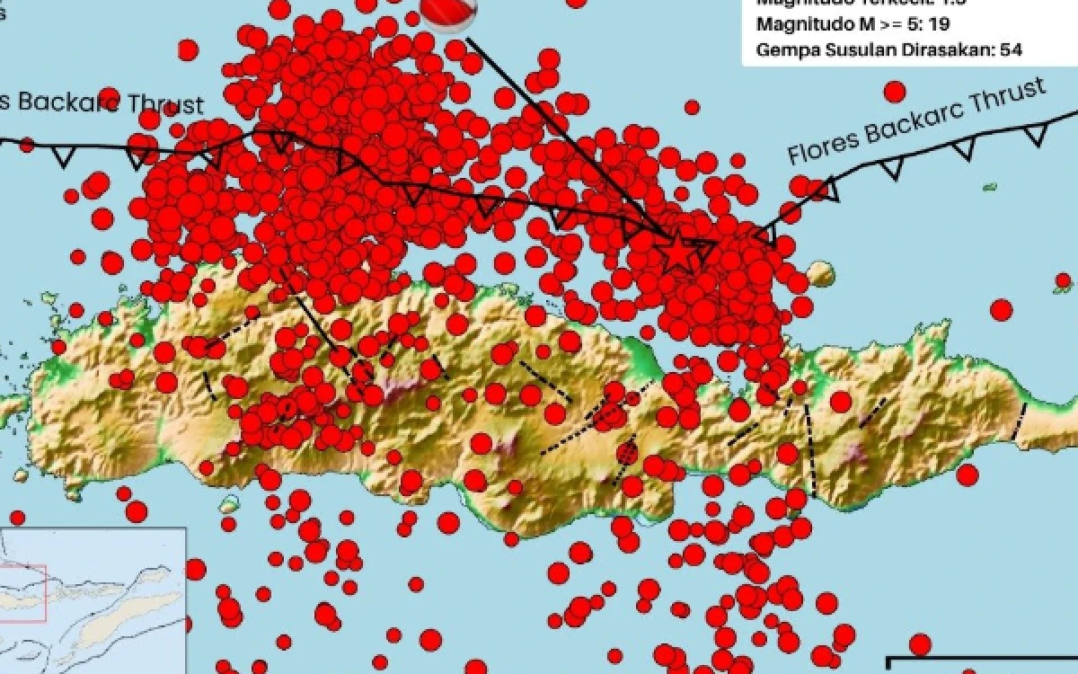 Thumbnail Berita - BMKG Catat 1.576 Gempa Susulan Pascagempa Flores, Terbesar Capai M6,2