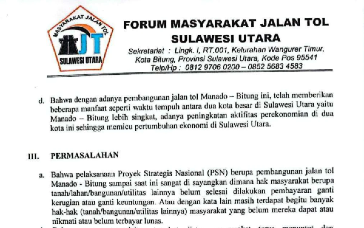 Thumbnail Berita - Ganti Rugi Tak Kunjung Cair, Ratusan Warga Terdampak Tol Bitung-Manado Siap Demo