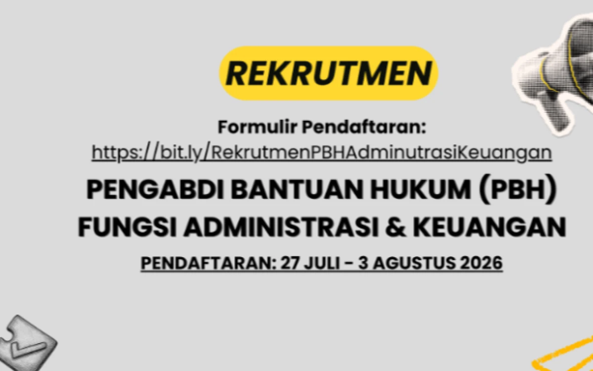 Thumbnail Berita - Baru Dibuka! LBH Jakarta Buka Lowongan Pengabdi Bantuan Hukum untuk Fungsi Administrasi & Keuangan