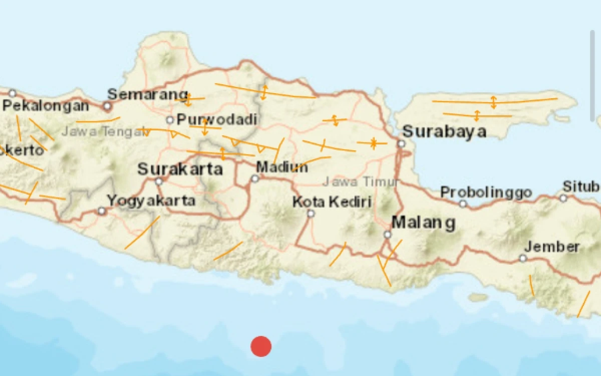 Thumbnail Berita - Gempa Magnitudo 4,3 Guncang Selatan Trenggalek, Getaran Terasa hingga Pacitan dan Bantul