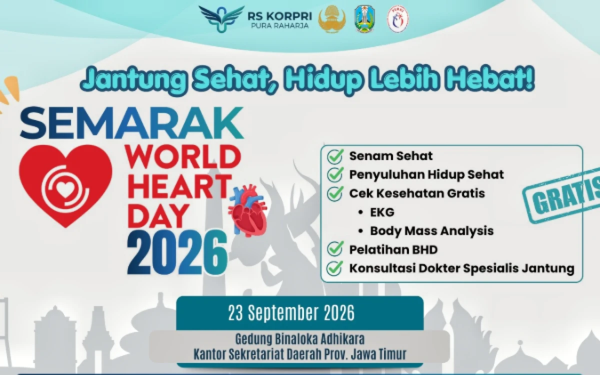 Thumbnail Berita - Peringati World Heart Day 2026, Rumah Sakit KORPRI Pura Raharja Gelar Cek Kesehatan Jantung Gratis