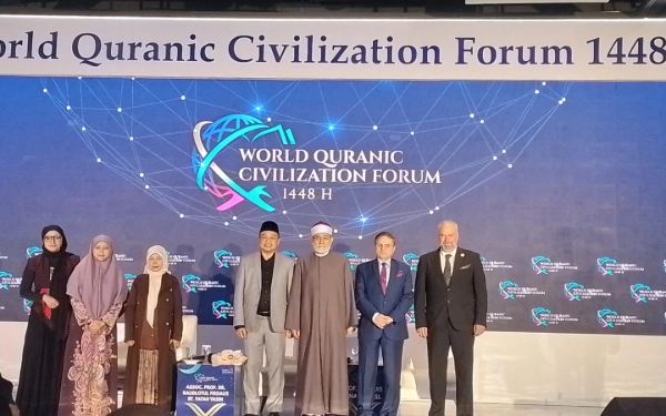 Foto Para pembicara di acara  internasional di acara World Qur'an Civilization Forum (WQCF) digelar Exhibition Hall Smesco Indonesia, Jakarta Selatan, Selasa, 16 Juni 2026.