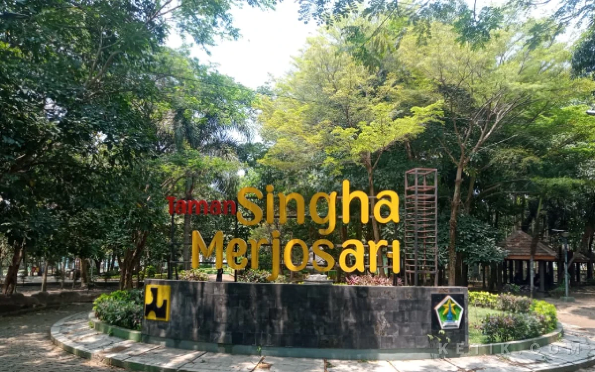 Foto Taman Singha Merjosari tempat ditemukannya arca tersebut. Taman ini dinamai Taman Singha usai penemuan arca yang disebut sebagai Singa Vyalaka atau Singa Stambha. (Foto: Nurul Aliyah)