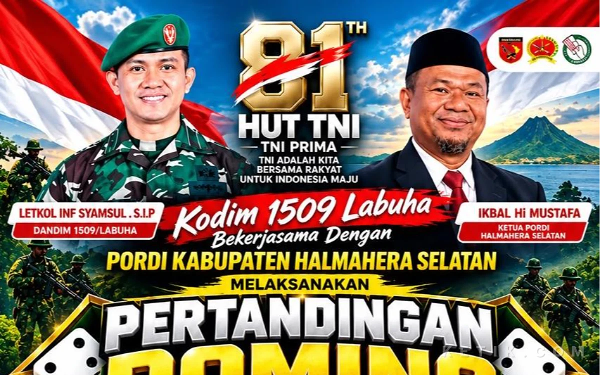 Thumbnail Berita - Kodim dan PORDI Halsel Gelar Turnamen Domino Sambut HUT ke-81 TNI