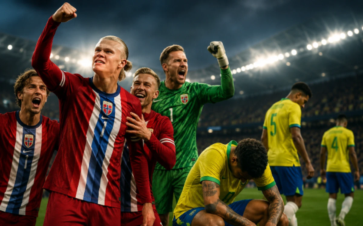 Thumbnail Berita - Rekor Haaland Bawa Norwegia Jungkal Brasil dan Lolos ke Perempat Final