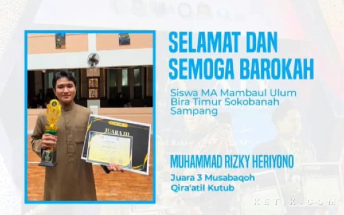 Thumbnail Berita - Bawa Nama Sampang ke Kancah Internasional, Santri MA Mambaul Ulum Bira Timur Raih Juara 3 Qira'atil Kutub
