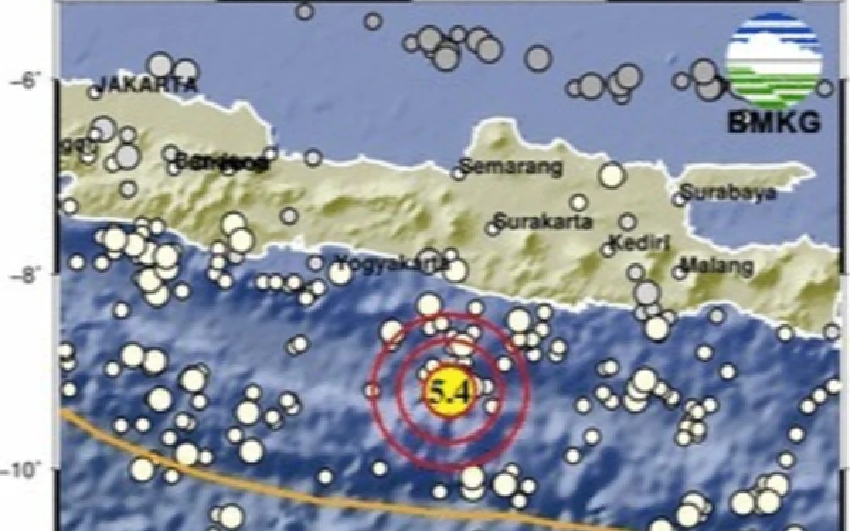 Thumbnail Berita - Gempa Magnitudo 5,4 di Barat Daya Gunungkidul, Getaran Terasa hingga Pacitan