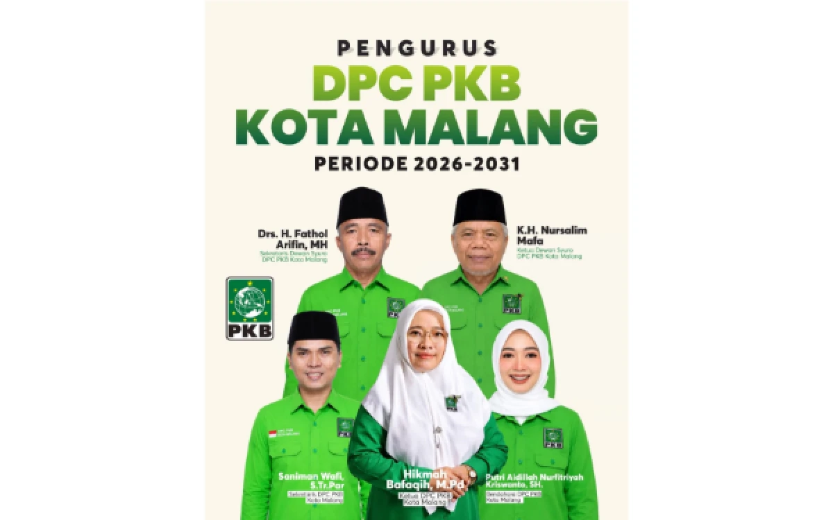 Thumbnail Berita - Susunan Struktur Pimpinan DPC PKB Kota Malang 2026-2031, Ini Daftarnya