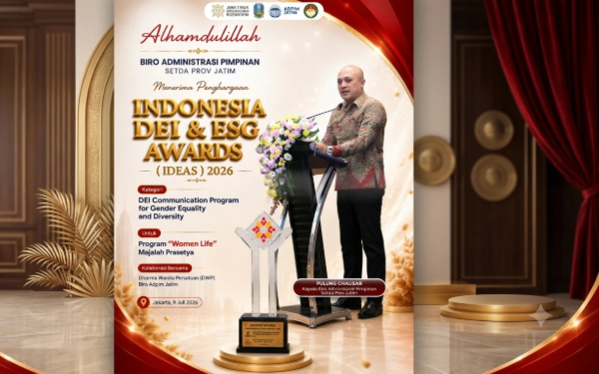 Thumbnail Berita - Biro Adpim Setdaprov Jatim Raih Penghargaan Nasional IDEAS 2026 Lewat Program Women Life