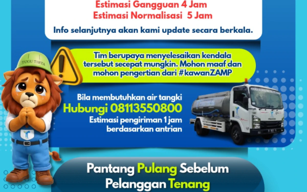Thumbnail Berita - Aliran Air Tugu Tirta Malang Terganggu 9 Jam, Ini Daftar Wilayah Terdampak