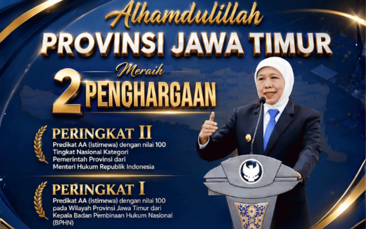 Thumbnail Berita - Jatim Raih Dua Penghargaan JDIH Nilai Sempurna! Gubernur Khofifah: Wujud Komitmen Tata Kelola Pemerintahan Akuntabel dan Transparan