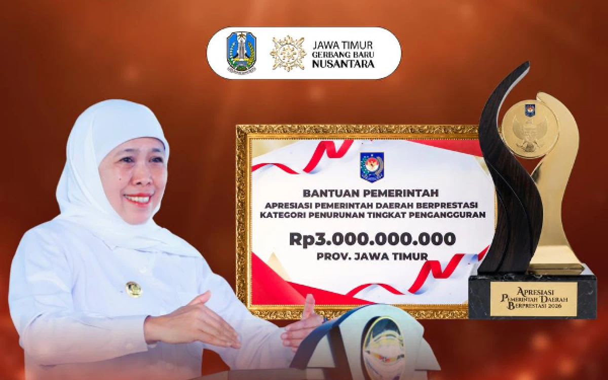 Thumbnail Berita - Raih Penghargaan Kemendagri Kategori  Pemda Terbaik dalam Penurunan Pengangguran, Gubernur Khofifah: Alhamdulillah, Hasil  Sinergi Semua Elemen