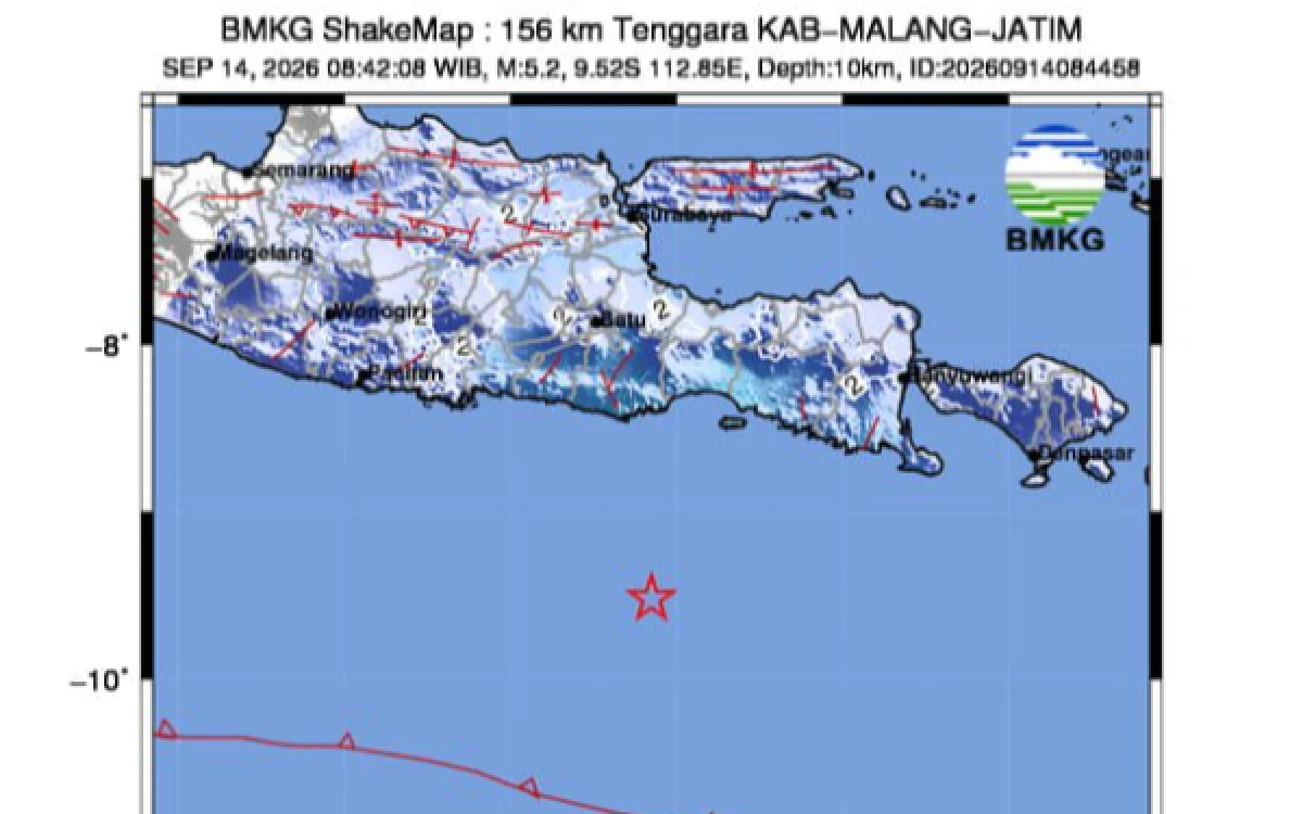 Thumbnail Berita - Gempa Magnitudo 5,2 Guncang Tenggara Kabupaten Malang